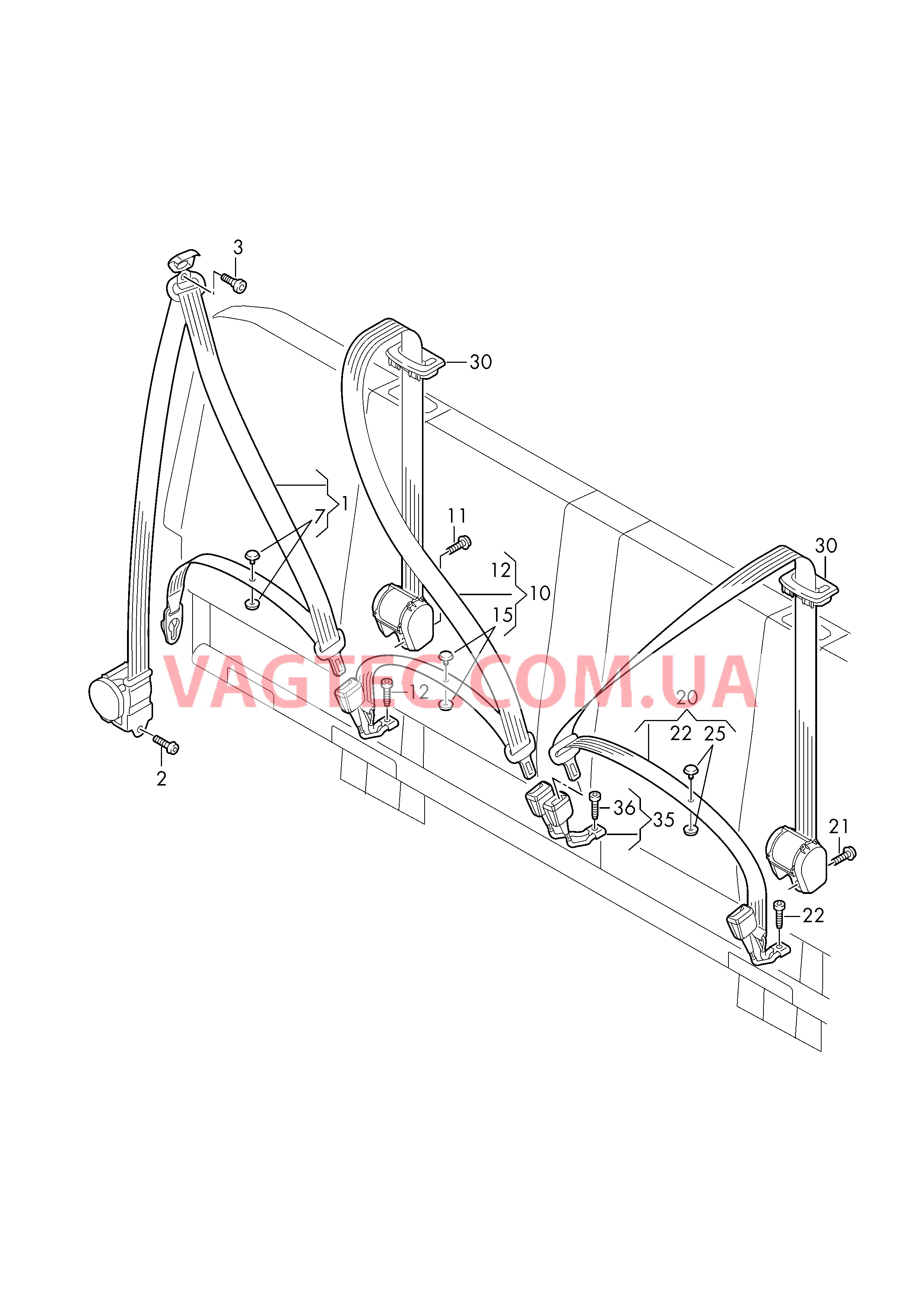 Трехточечн. ремень безопасн.  для VOLKSWAGEN Crafter 2019