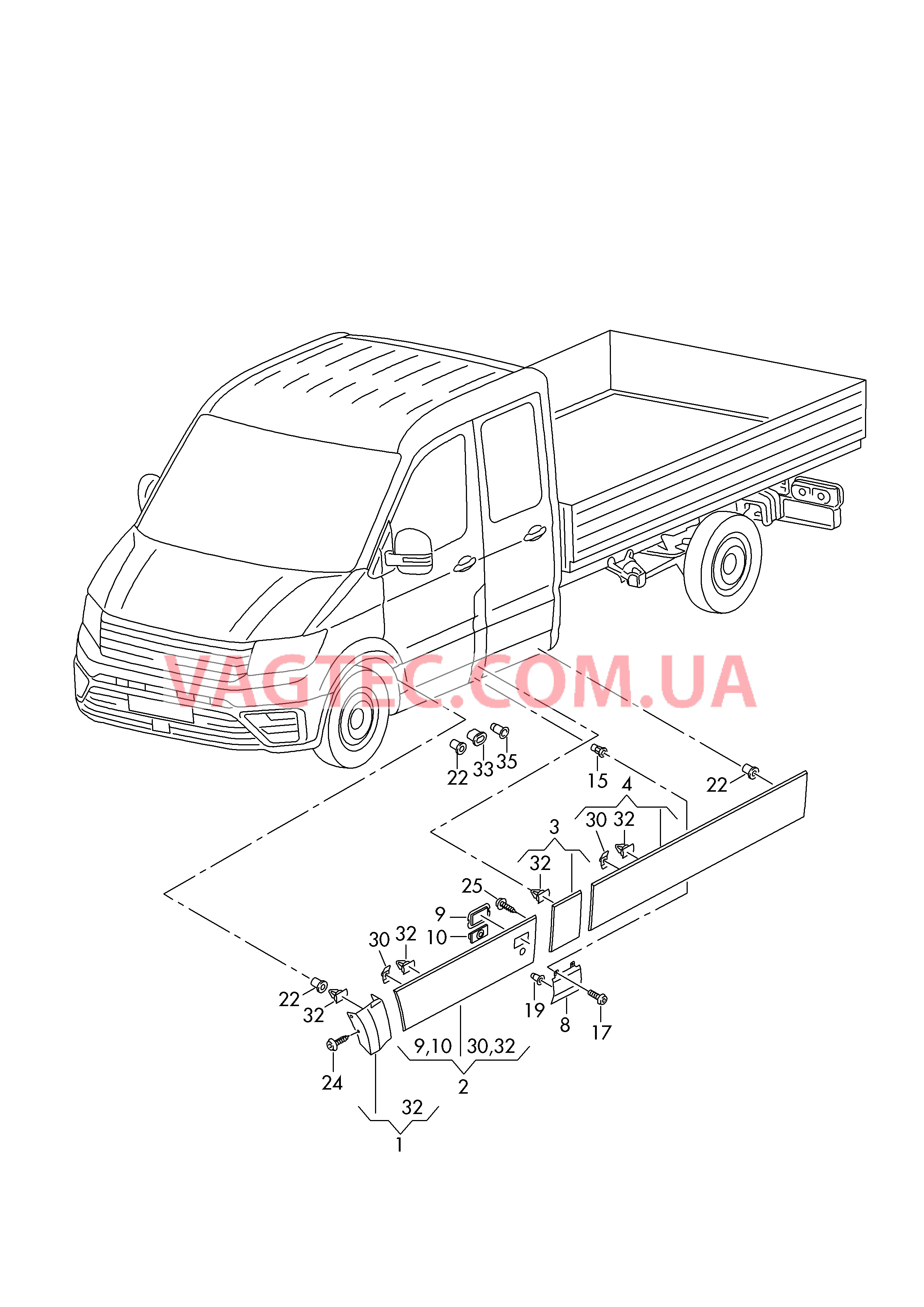 Защитные молдинги  для VOLKSWAGEN Crafter 2019