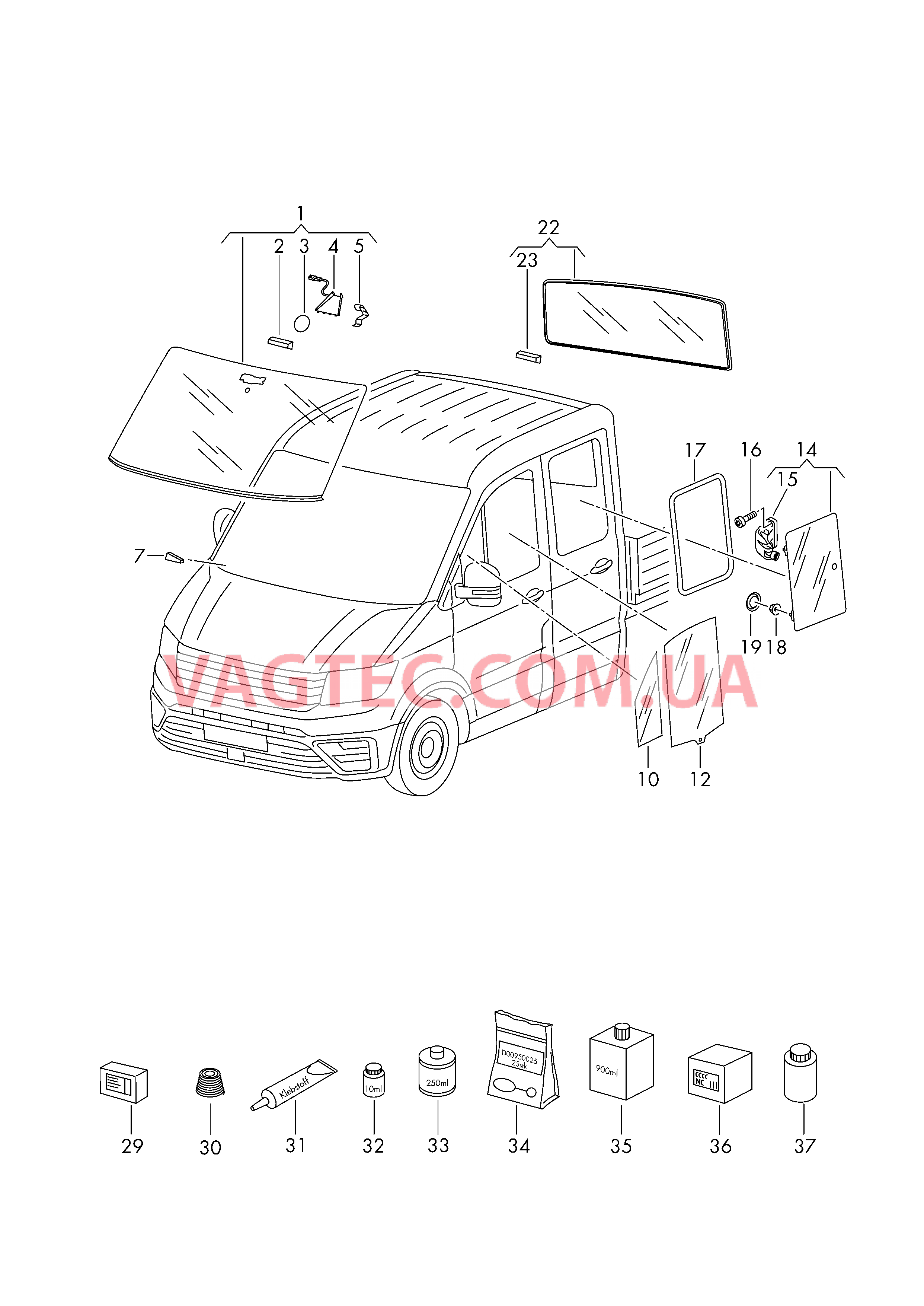 Стёкла Клеящий и уплотняющий материал  для VOLKSWAGEN Crafter 2019