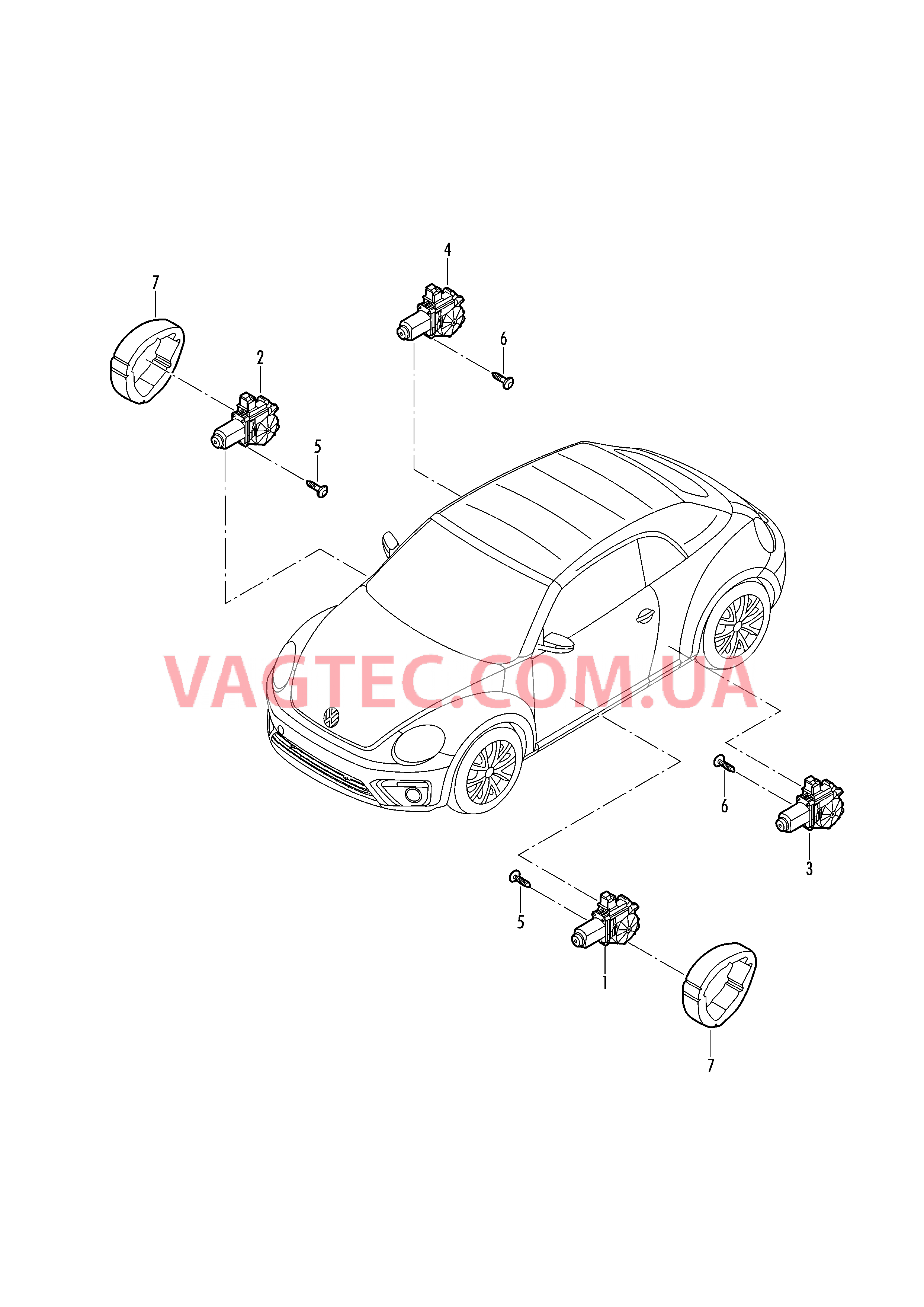 Эл.двигатель стеклоподъёмника  для VOLKSWAGEN Beetle.Cabriolet 2019