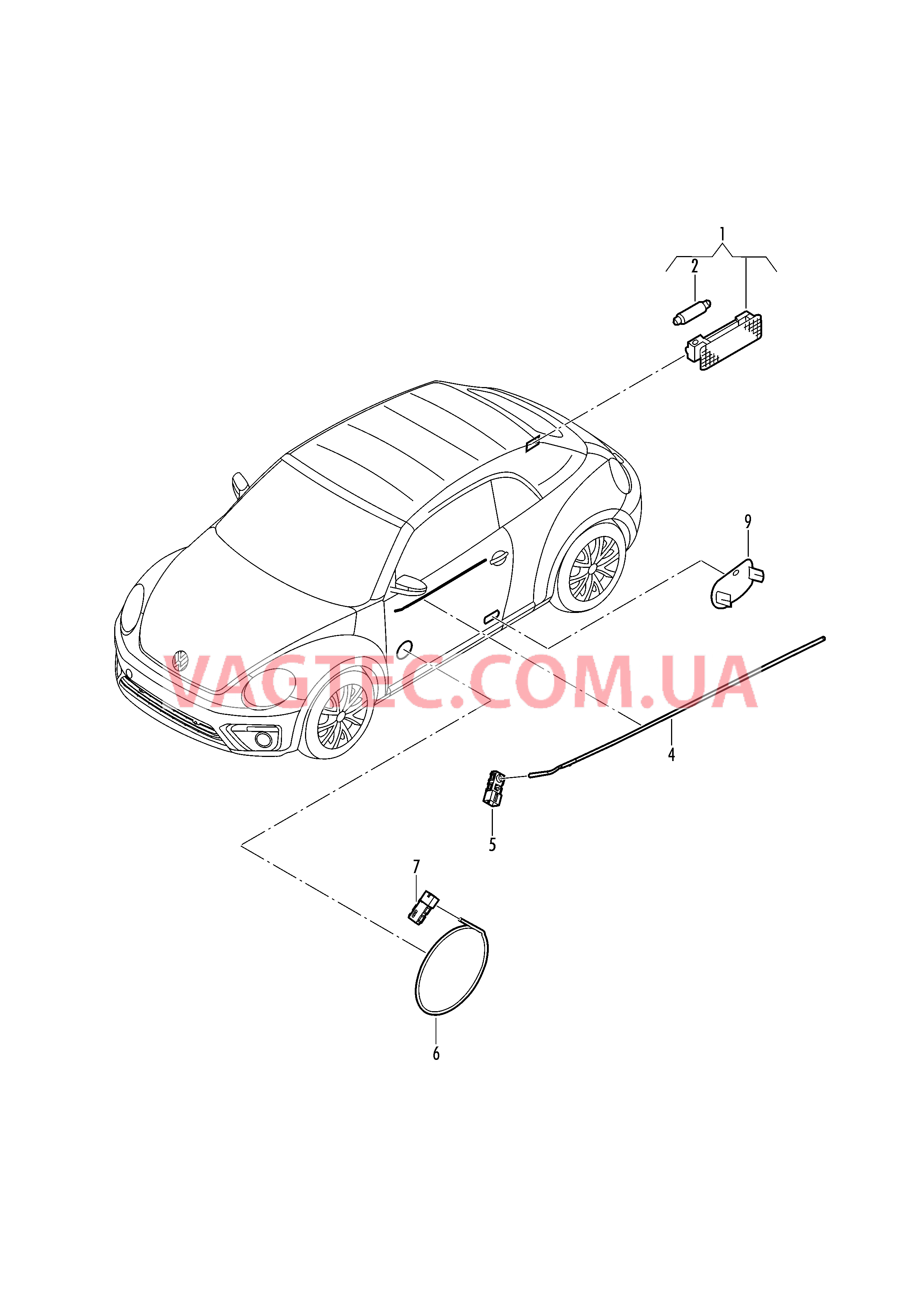 Освещение багажника Плафон эстетической подсветки .  Cветовозвращатель  для VOLKSWAGEN Beetle.Cabriolet 2018