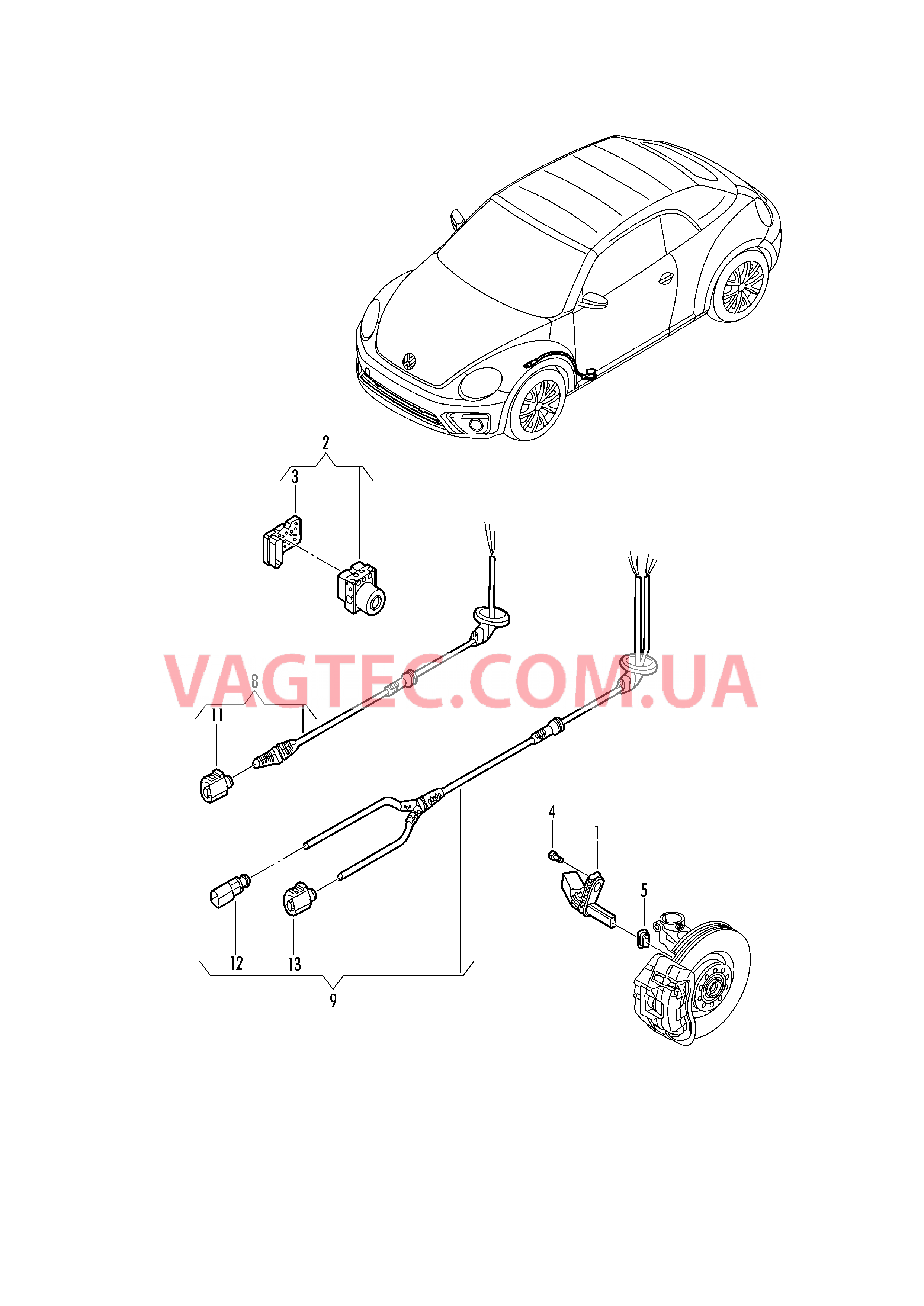 Датчик числа оборотов Блок управления ABS Жгут проводов для датчика числа оборотов  для VOLKSWAGEN Beetle.Cabriolet 2019
