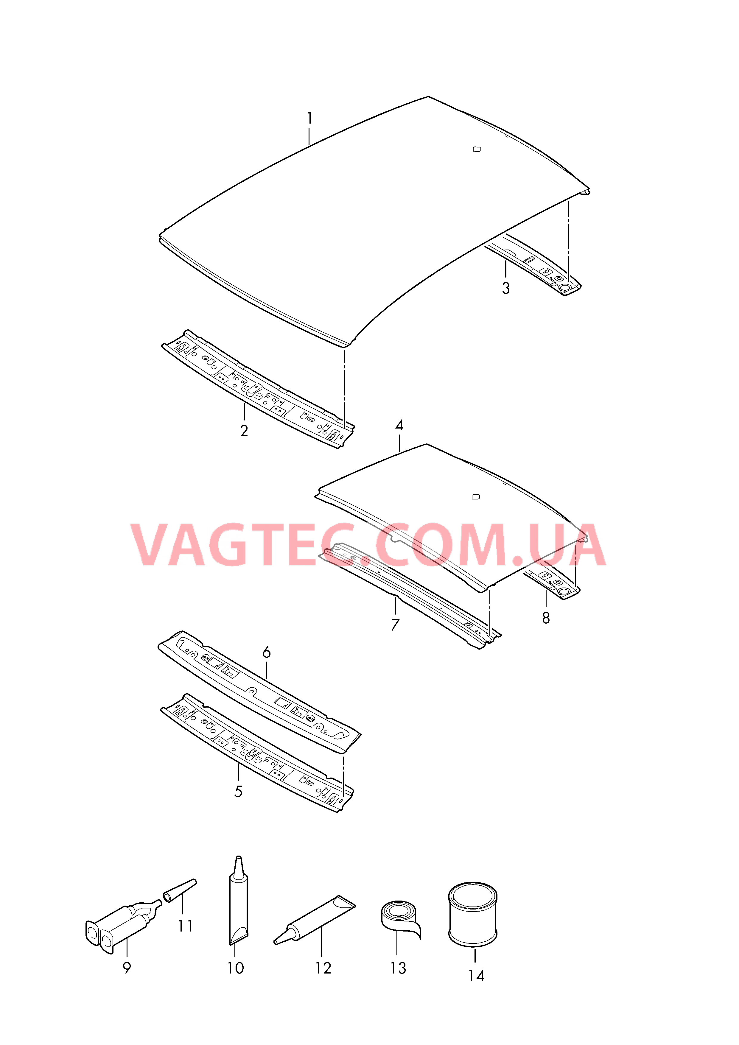 Крыша Крыша для а/м с панорамной крышей  Клеящий и уплотняющий материал  для SEAT Ibiza 2019